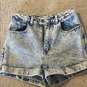 American Apparel Acid Wash Denim Rolled Hem Shorts